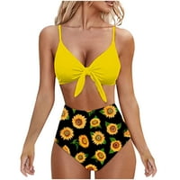 Finelylove seksi kupaći kostim za žene Lagano obložen sportskim grudnjakom Bikini Yellow M