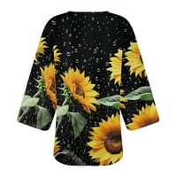 Žene cvjetni print Three Quarter rukava Kardigan labav pokrov za bluzu vrhovi ženske kardigan džempere