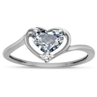 Star K originalna Aquamarine Heart bypass love knot Promise Ring u kt bijeloj zlatnoj veličini Ženka