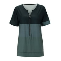 Žene Modni kontrastni patentni zatvarači s kratkim rukavima majice casual bluza