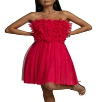 Seyurigaoka Žene s ramena mrežice Tulle Haljina bez rukava pune boje cijevi vrhunske haljine Elegantna