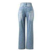 Yinguo ženske traperice vintage plave klasike raščlanjene ravne traperice traper pantalone l