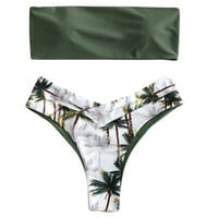 Cuoff Womens kupaće koprive seksi set kokosovog ispisa podstavljeno kupanje plaža za plažu zelena xl