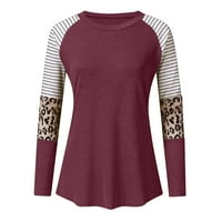 HFYIHGF ženski plus veličina Leopard Print Tunic Tops okrugli izrez Raglan dugih rukava T košulje Boja