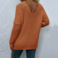 Pulover džemperi za žene zimski pad jedno riječi ovratnik na rukavu od punog ležernog vrhova pleteni