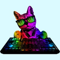 Cool CAT DJ Muške svijetlo plava grafički tee - Dizajn od strane ljudi s