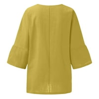 Ljetna bluza Moda Žene Ležerne prilike za ispis pamučne posteljine vezom kratkih rukava majica Top Dame Top Yellow S