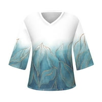 Apepal Womens Tops casual šifonske bluze vrhove rukava V izrez Tunic Top Labavi majica Sky Blue 2xl