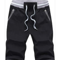 AOKSEE muške kratke hlače Ležerne prilike udobne vježbe džepove Elastične kratke hlače crne boje