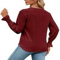 Sanviglor dame vrhovi V izrez majica Solid Boja Tee Dressy Tunic Bluza Party Pulover Wine Red S