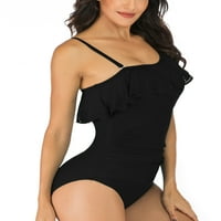 Kupaći kostim jedan kostim s ramenom s uklonjivim kaišnim crnim xxl za žene