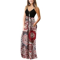 Haljine za žene plus veličine ženski V-izrez Faux-Wrap maxi cvjetni ljetni lanac vruće prodajne haljine