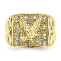 Čvrsta 10k žuto zlato dva tona .10ct Diamond Muška orla prstena Veličina 11.5