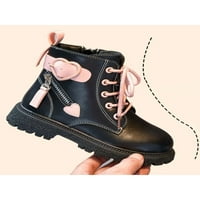 Lacyhop Girls Casual Comfort Zimske tople cipele Dvostruki patentni zatvarač Kratke čizme Prozračne
