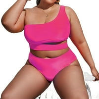 Ženski plus boho jedno rame izrezao bikini kupaći kostim 2xl