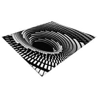 Giligiliso Clearence 3D Vorte tepih tepiha Crni bijeli neklizajući mekani metar za noge za spavaće sobe