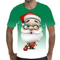 Taotanxi Muškarci Casual Okrugli vrat Božićni Santa Claus 3D digitalni ispis Pulover Fitness Sportske kratke hlače rukave majica majica Majica za muškarce za čišćenje muškaraca