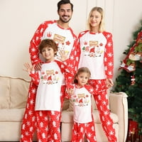 Absuyy Roditelj-dječji noćni dijelovi - toplo odijelo tiskana kućna odjeća Pajamas pantalone s dugim rukavima dvodijelna kućna odjeća Božićne crvene veličine l