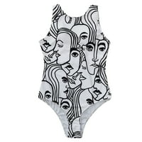 Bikini Žene Sažetak Ispiši široke kaiševe Visoki vrat Bezbed bijeli XL Žene kupaćih kostima