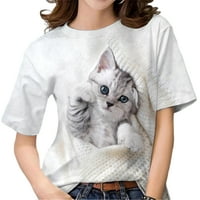 Colisha Dame Ljetni vrhovi kratki rukav majica za životinje Print majica Loose Holiday Crew Neck Tunic