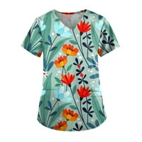 Ženski vrhovi kratki rukav casual bluza cvjetne dame modni V-izrez ljetni ljubičasti 4xl