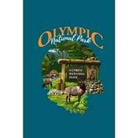 Dekorativni čaj ručnik, pregača olimpijski nacionalni park, Washington, ulaz i ekran u parku, SUV, Contour,