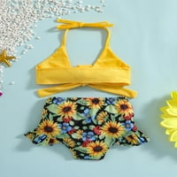 Baby Plivanje Halter Bikini vrhovi + šorc, suncokret uzorak Bowknot Summer odjeća