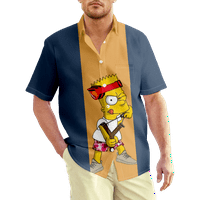 FNNYko majice za muškarce i dječake Havajski Simpsons Ispiši Regularni fit casual gumb kratkih rukava