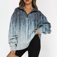 Umitay pulover džemperi za žene Žene Ležerne prilike modne dugih rukava Print Prevelici Zip Dukserirt