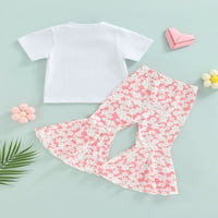 Toddler novorođenčad djevojčice ljetna odjeća set pisma srce tiskane majice flare hlače odijelo odijelo