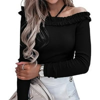 Ženski vuneni pulover Top dugih rukava Spande T majice za vanjsku kupovinu za druženje Weat XL Black