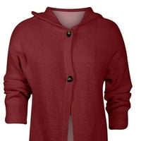 Lagani džemperi za žene Cardigan Otvoreno Prednji dugi rukav čista boja izgubljena duga dugačak duks kardigan kapuljač sa kapuljačom vino xl