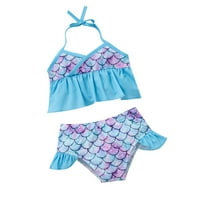 Corashan Girls Mermaid bikini 2-7T gradijentni print Halter izrez kupaće kostime