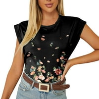 -Hirts za žene Casual Top Okrugli vrat Ljeto cvjetno tiskovina Ležerne prilike sa labavim FIT TOW majicom