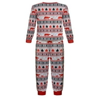 Božićne pidžame za obiteljski podudaranje top i hlača dugih rukava medvjeda stablo za spavanje za žene