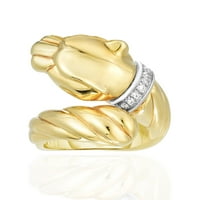 14k žuto zlato 0,10CT prirodni dijamantski polirani bypass panther prsten