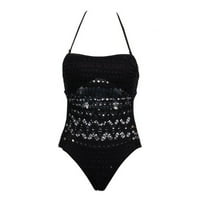 Jedno kupaće kostime čipke mreže šuplje od plaže letovalište kupaći kostim bikini crni m