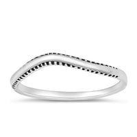 Bali Wave Promise Ring. Chic sterling srebrni minimalistički pojas nakit ženskog muškog unise veličine