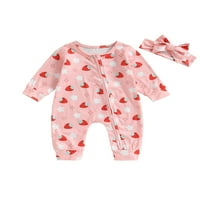 Dojenčad za bebe Djevojka Strawberry Cvijet Print Proljeće Jesen kombinezon set dugih rukava sa dugim