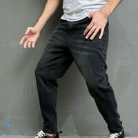 Muški povremene teretne hlače Elastični pojas pamuk od pamuka pune pune dužine ravne traper pantalone