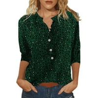 Funichet bluze za žene rukav V-izrez vintage cvjetni gumb dolje majice labave udobne majice