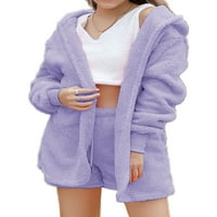 Abtel Dame Loungwer Cropped prsluk + kratke hlače + odjeća Vučna odjeća V Vrat za spavanje za spavanje Žene Baggy Sleep Pijamas Light Purple 3xl