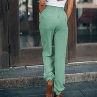 Dukseve za žene Baggy Design Ženske ležerne čvrste hlače sa džepom udobne noge dugih hlača mint zelena