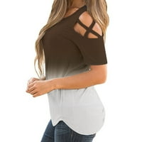 Ženske vrhove ramena na ramena Bluze majica kratka hladna ljetna lomatna gradijenska bluza