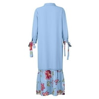 Haljine za žene maxi maxi mock izrez cvjetni ljetni ugodno zabava ženski ruffle plavi m