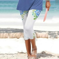 Womens Capri gamaše cvjetni print rastezljive hlače na plaži Labavi ugradnju vežbanja sa dnevnim boravke