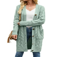 HIRIGIN ženski kardigan, puni džemper s dugim rukavima s džepovima