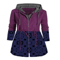 Bomotoo Žene lažne dvije kapuljačene jakne nacrtane kapuljače jakne zima casual pune boje purple-a 5xl