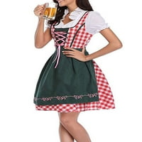 Ženska kratka haljina Oktoberfest Beerfest Plaid Colorblock Duljina koljena