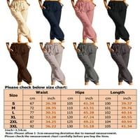 Capreze Beach pamučne lameline hlače za žene visoko struk posteljina hlače ljetna elastična struka navlaka